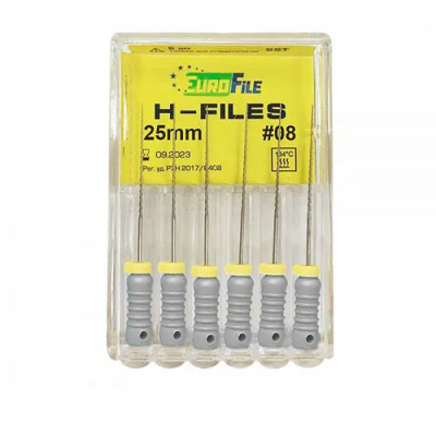 15. Корневой бурав Н-файл №08, 25 мм, 6шт/уп/ Еврофайл